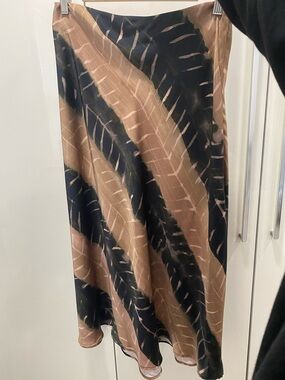 Primark Beige and Black Diagonal Print Midi Skirt